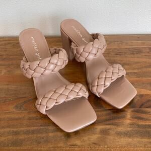 Madden Girl Tan Braided Chunky Heel Sandals - Size 8.5